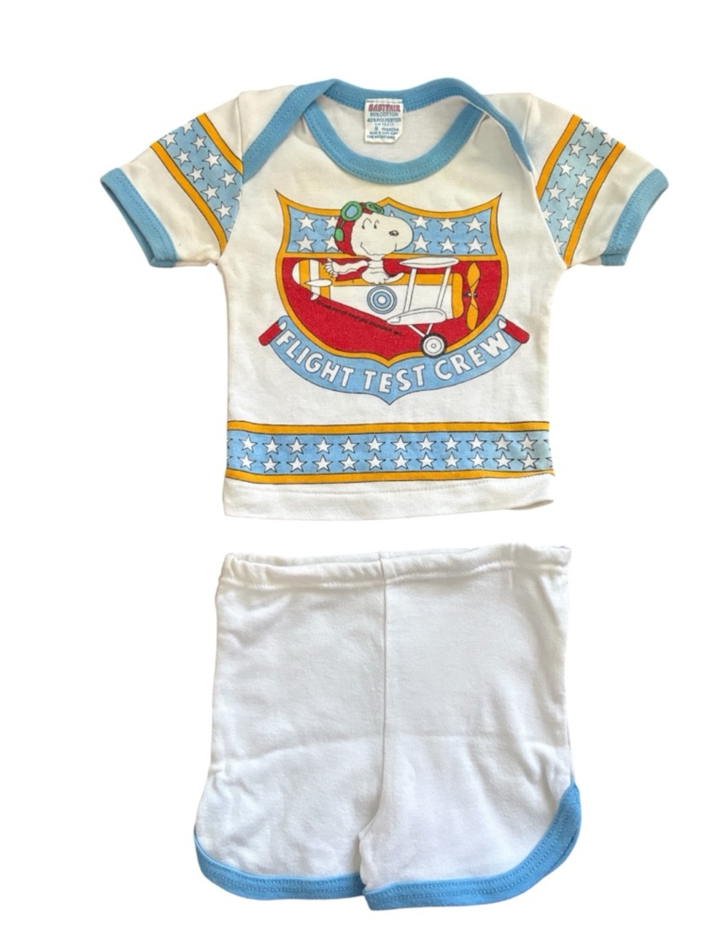 Vintage Babyfair Snoopy Flight Test Crew shirt + shorts 9M patriotic